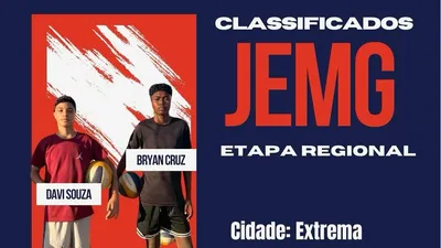 Dupla de vôlei de praia em jogo oficial do JEMG